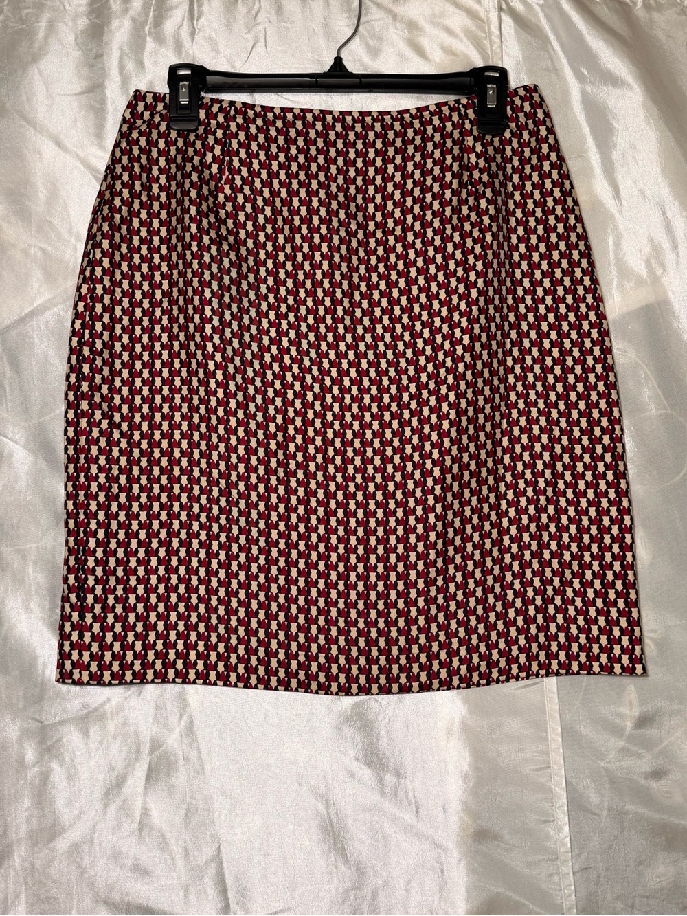 Ann Taylor Geometric Silk Skirt Women’s 8 Red/beige/black